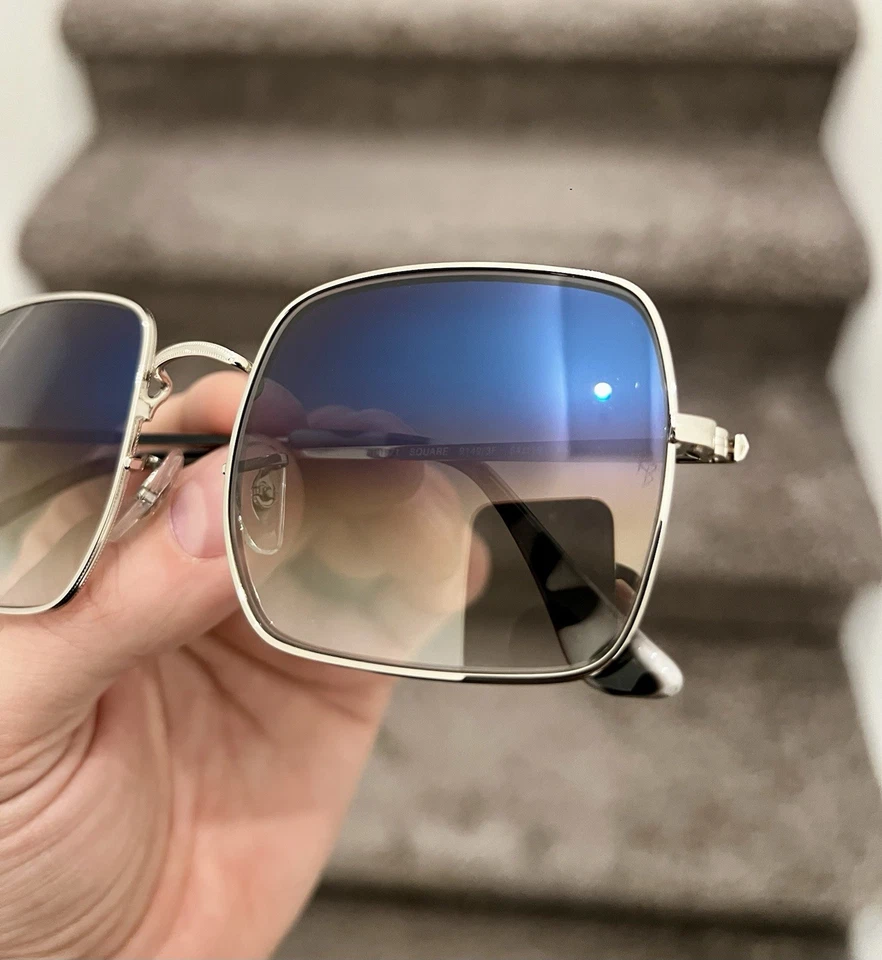 NUEVO Gafas de sol unisex Ray-Ban RB 1971 plateadas cuadradas azules degradadas 54 mm Foto 4 de 4