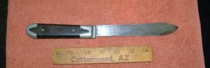 Fancy Antique Pewter Inlay Butcher Trade Sheath Knife-Cleveland Ohio