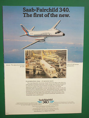 5/1984 PUB FLUGZEUG SAAB FAIRCHILD 340 FLUGZEUG COMAIR CROSSAIR ORIGINAL ANZEIGE