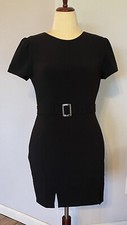 CITY STUDIO Womens Belted Short Sleeve Knee Length Black Dress Sz 9 NWT