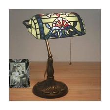 Tiffany Style Bankers Table Lamp Stained Glass Piano Desk Lamp Vintage Bedroo...