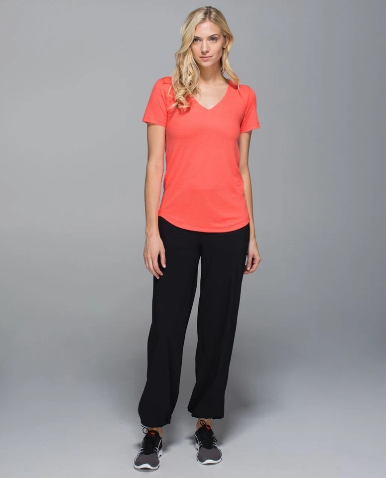 LULULEMON What The Sport Camiseta Cuello en V Manga Corta Malla Pomelo Talla 6 LEER Foto 3 de 4