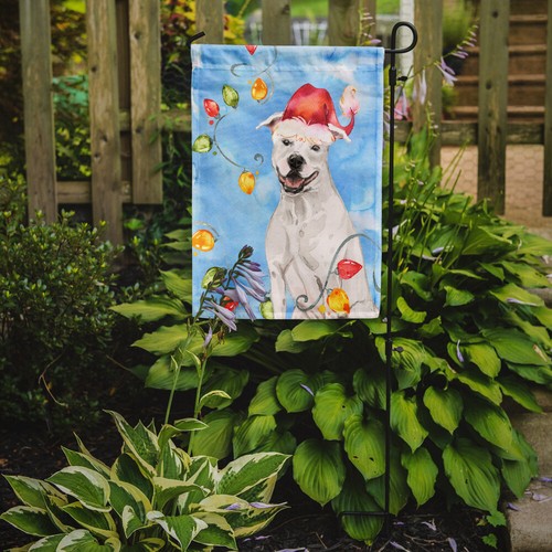 Christmas Lights White Staffie Bull Terrier Flag Garden Size CK2503GF - Picture 2 of 3