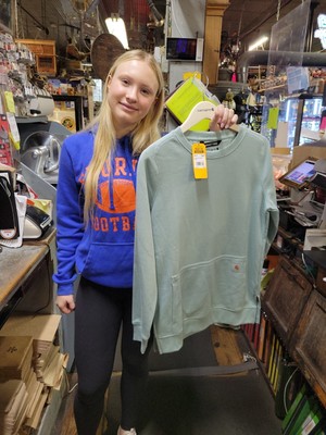 Carhartt Womens Force Relaxed Lightweight Sweatshirt Blue Surf 105468-HA4 XSmall
