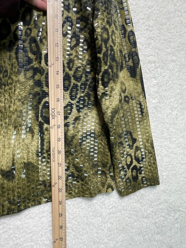 Exclusively Misook Jacket Women M Stretch Green Leopard Print Paillettes Sequin - Picture 9 of 12