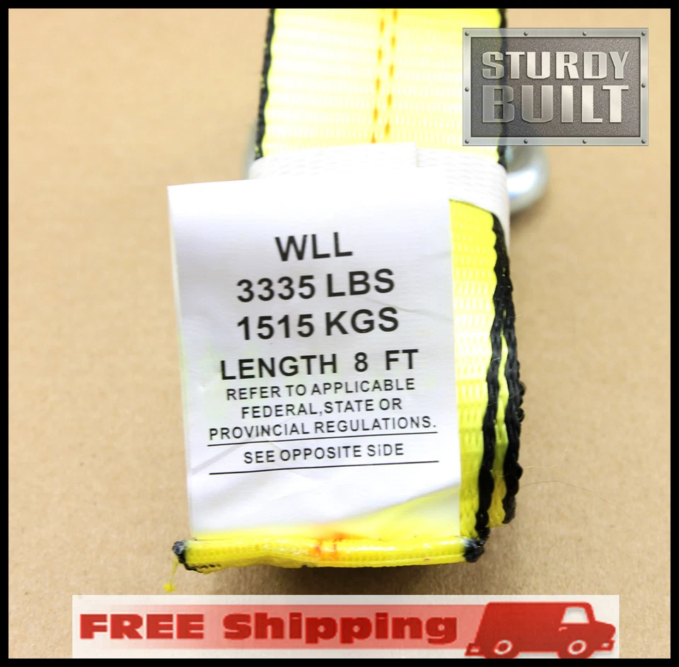 Remolque combo de 18 piezas con correas de lazo elevación de rueda trinquete gancho a presión remolque eje de amarre Foto 3 de 4