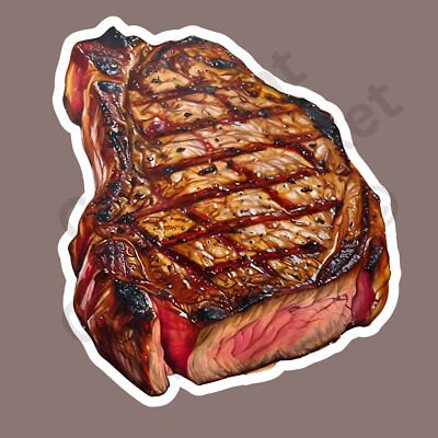 Barbecue Steak Food Sizzling Meat Juicy Delisious 3'' Vinyl Sticker