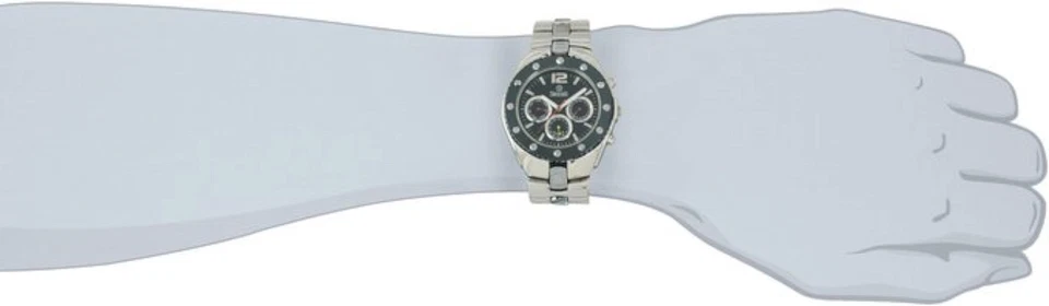 NUEVO Reloj Swistar 5655-M Para Hombre Analógico Cuarzo Suizo Día Fecha Bisel Negro Plateado SS Foto 2 de 3