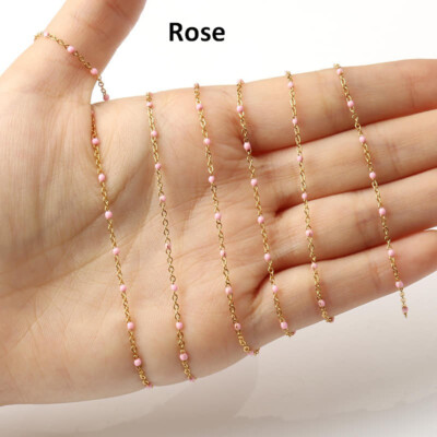 Bracelet Perles Résine Rose Et Or Artisanal - Acier Inoxydable, Fait Main, 16cm, Neuve Avec étiquettes