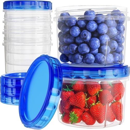 6 Pack Freezer Storage Containers Airtight Plastic Food with Twist Top Lids