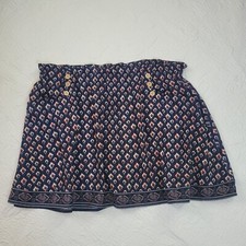 Maurices A Line Skirt Pockets Button Detail Navy Blue Ikat Design XXL