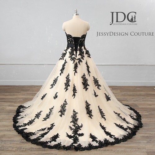 Gothik Schwarz  Weiß Ivory Brautkleid Hochzeitskleid Maßanfertigung Gr.32-48 Top - Bild 8 von 12