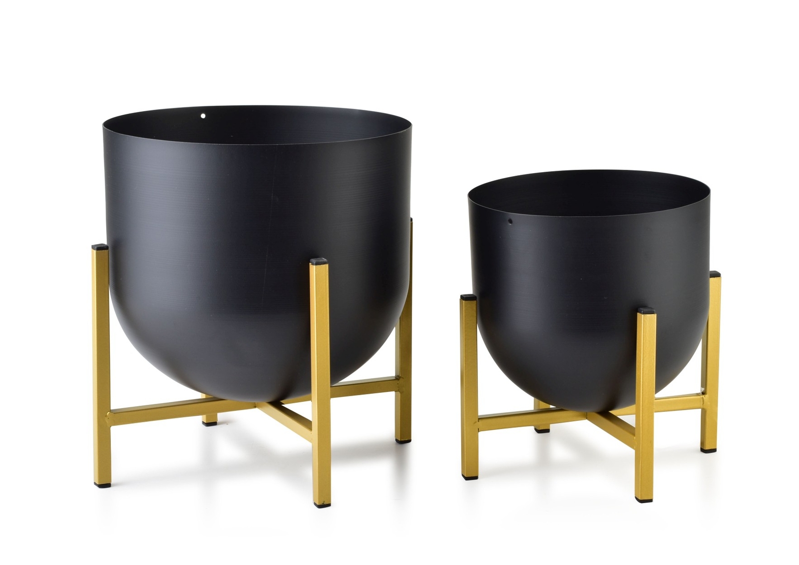Blumentopf auf Beinen 26 cm schwarz gold Pflanzgefäß Übertopf