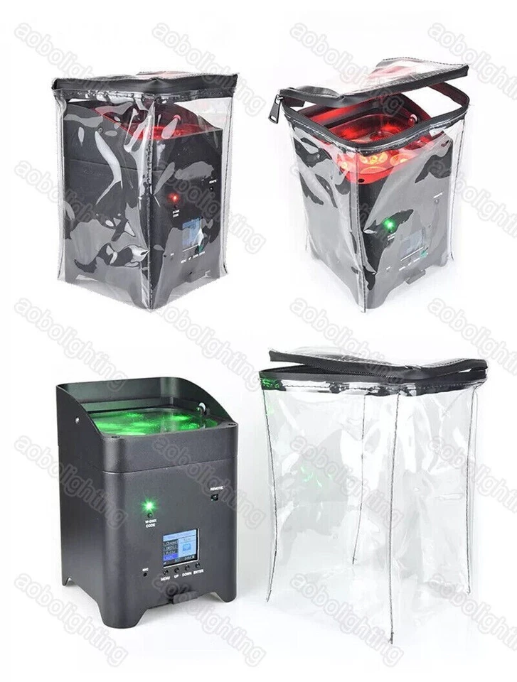 4x Outdoor DJ Disco Party Battery LED Par Can Stage Lights Waterproof Rain Cover - Image 2 of 4