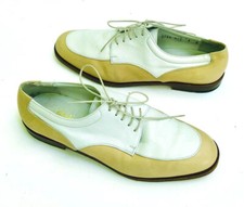 Vintage Salvatore Ferragamo Beige White Spectator Leather laceup flat shoes 8C