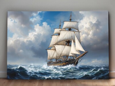 Sturmerprobte Fregatte  - Bild auf Leinwand, Seegelschiff