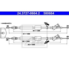 ATE Handbremsseil bremsseil hinten passend für Ford Focus II DA_ HCP DP