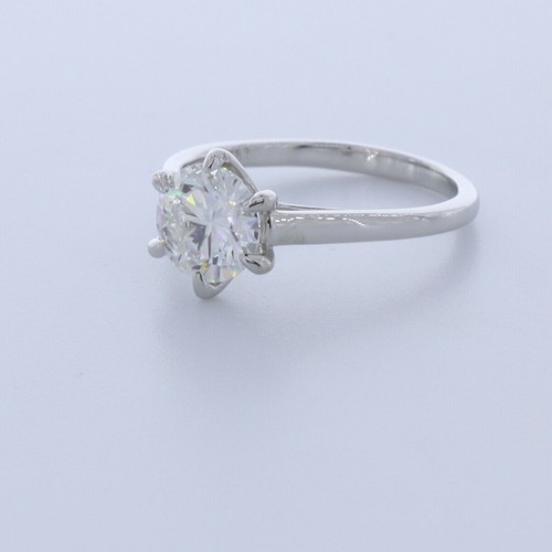 2.0CT NATURAL DIAMOND D/VS2 ROUND CUT PLATINUM 6-PRONG CROWN HEAD SOLITAIRE RING - Picture 2 of 7