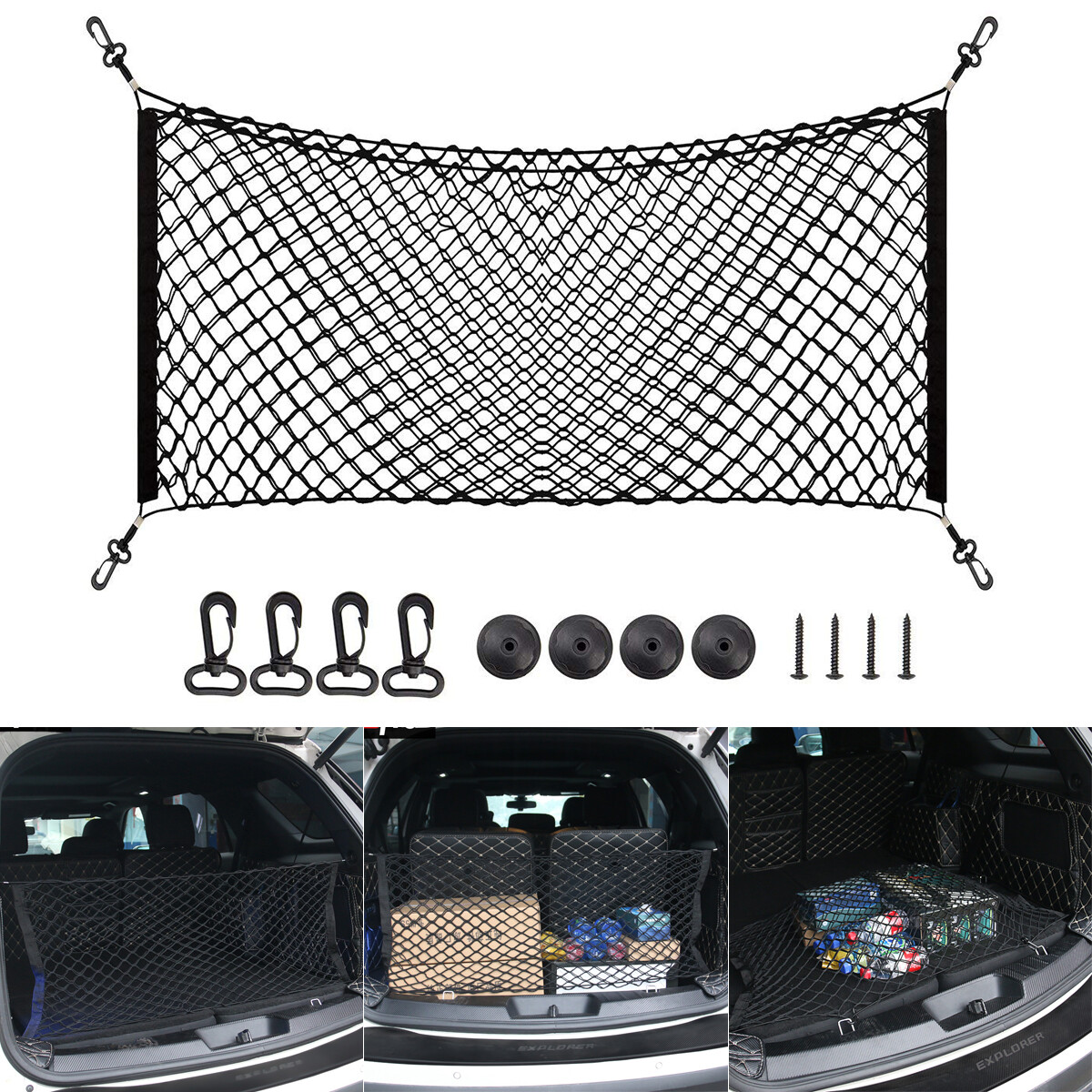 Envelope Style Trunk Cargo Net Storage Organizer Universal Bag Hook for Car Rear
