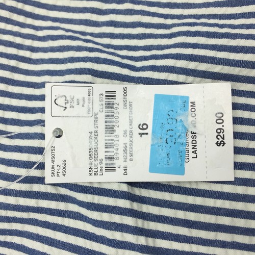 Lands End Boys 16 Pinstripe Shorts Blue White New Seersucker spring dress A63 - Picture 2 of 4