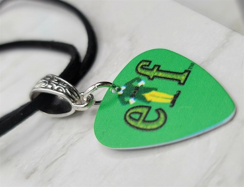 Elf Guitar Pick Necklace on Black Suede Cord - Picture 2 of 3