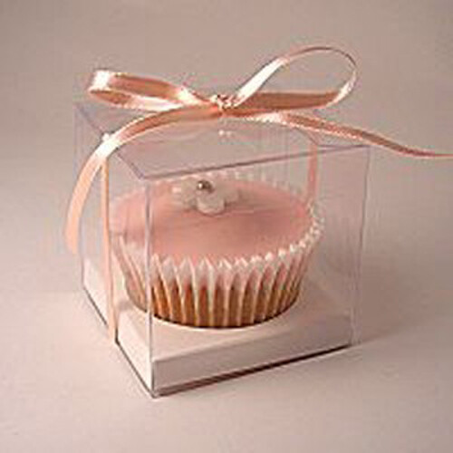 25 7cm PVC Box + White Cup Cake Insert Holder Gift Retail Shop Wedding Party - Bild 3 von 10