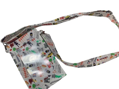 Cell Phone Hands Free Cross Body Bag Cotton NYC Themed Print Hand Made NWT - 第 1/6 張圖片