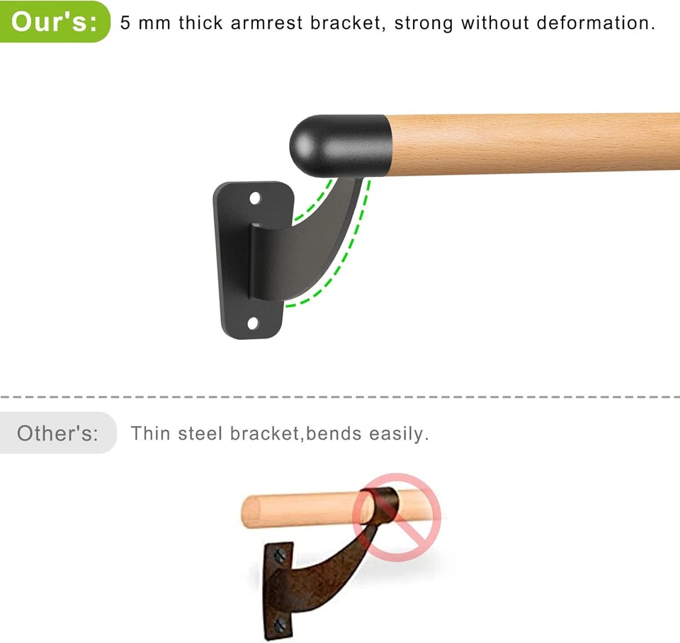 Barra de ballet de madera de 4' sistema de montaje en pared para el hogar/estudio movimientos cuerpo elástico 1,5" Foto 3 de 4