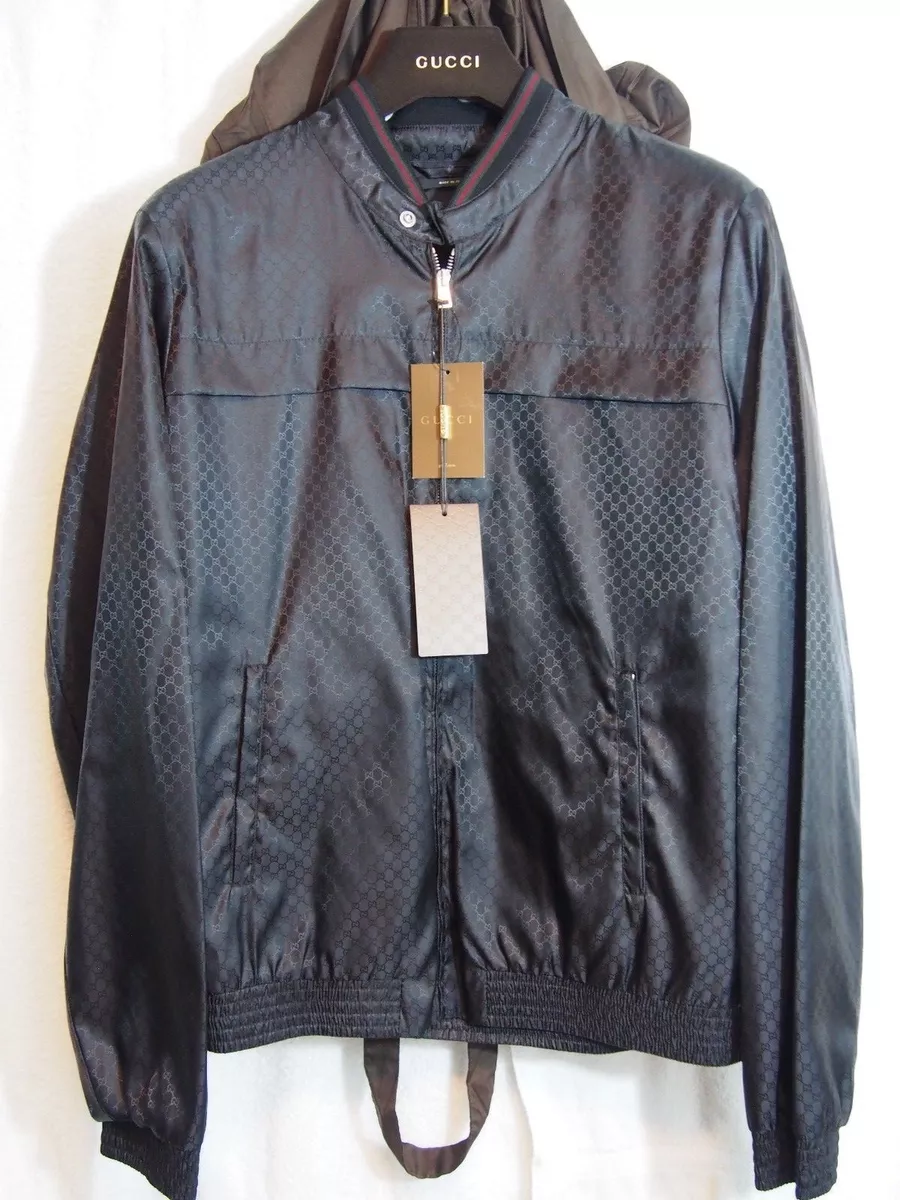 GUCCI Monogram GG Jacquard Windbreaker Black Polymide size 52