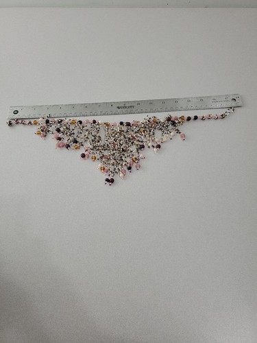 Cluster Beaded Statement Necklace Pink Easy Loop Clasp - Picture 3 of 4