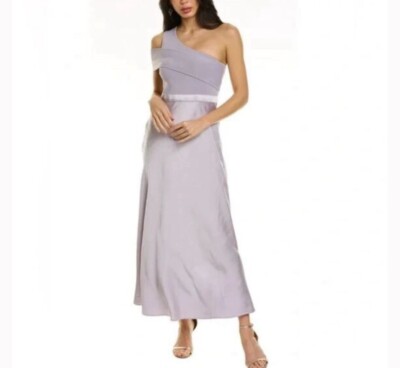 Ted Baker Ivena Lilac Asymmetric knit bodice Dress With Satin Silk Women Sz1 NWT