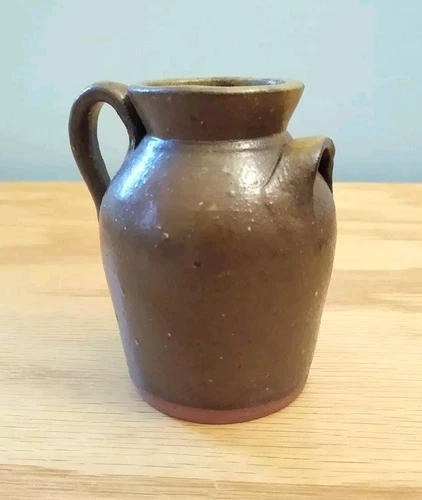 Folk Art Charles Lisk SIGNED Pottery Mini Churn Jug N.C. Appalachian Pottery