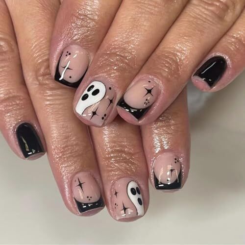 Halloween Fake Nails Short Square Press on Halloween Designs Fake Nails-11 - Picture 1 of 7