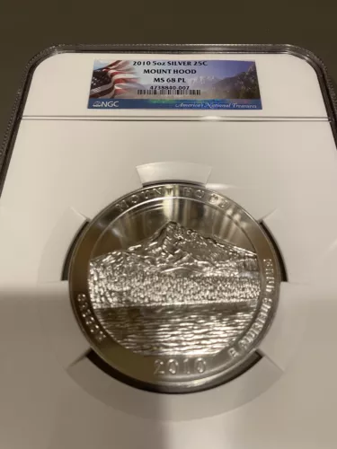 2010 5 OZ SILVER 25C MOUNT HOOD NGC MS 68 PL