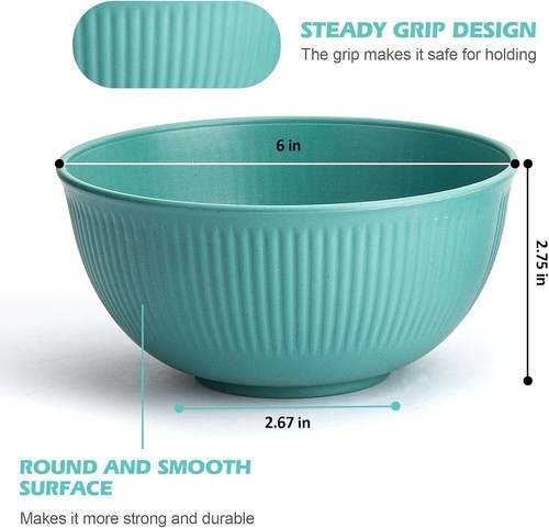 Unbreakable Cereal Bowls 24 Oz Plastic Bowls Reusable Light Weight Bowl Set of - Picture 3 of 6