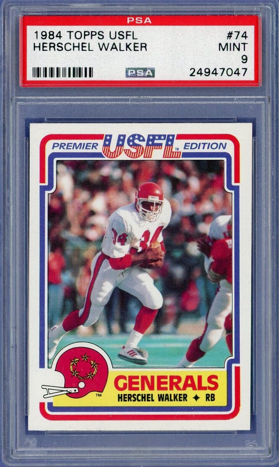1984 Topps USFL Herschel Walker #74 PSA MINT 9 New Jersey Generals