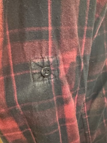 Custom Upcycled Distressed Flannel Shirt Goose/Top Gun on back L Helix Ditress - Picture 8 of 14