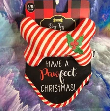 Woof S/M 13-15 in Have a Pawfect Christmas dog toy and bandana Holiday gift set