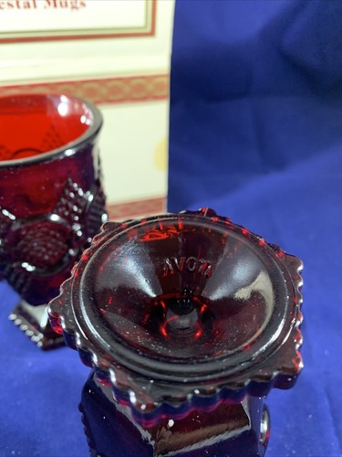 AVON 1876 CAPE COD COLLECTION (2) PEDESTAL MUGS - RUBY RED COLOR  - NEW IN BOX - Picture 4 of 6