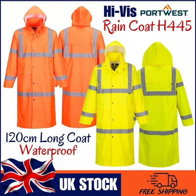 Portwest Hi Vis Rain Jacket Waterproof High Visibility Coat yellow orange H445