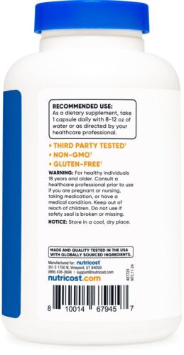 Nutricost Niacinamide (Vitamin B3) 500mg, 240 Capsules - Flush Free, Gluten Free - Picture 4 of 5