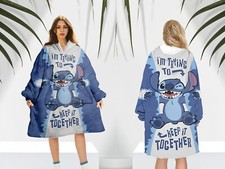 Stitch Blanket Hoodie For Women, Stitch Oversized Fleece Blanket Hoodie One Size