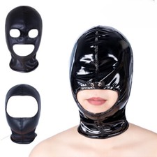 Open Mouth Hood Mask Blindfold Harness Headgear Binding Slaves Cosplay Adult