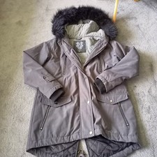 Label Lab Size 10 Grey Fur Hood Parka Coat