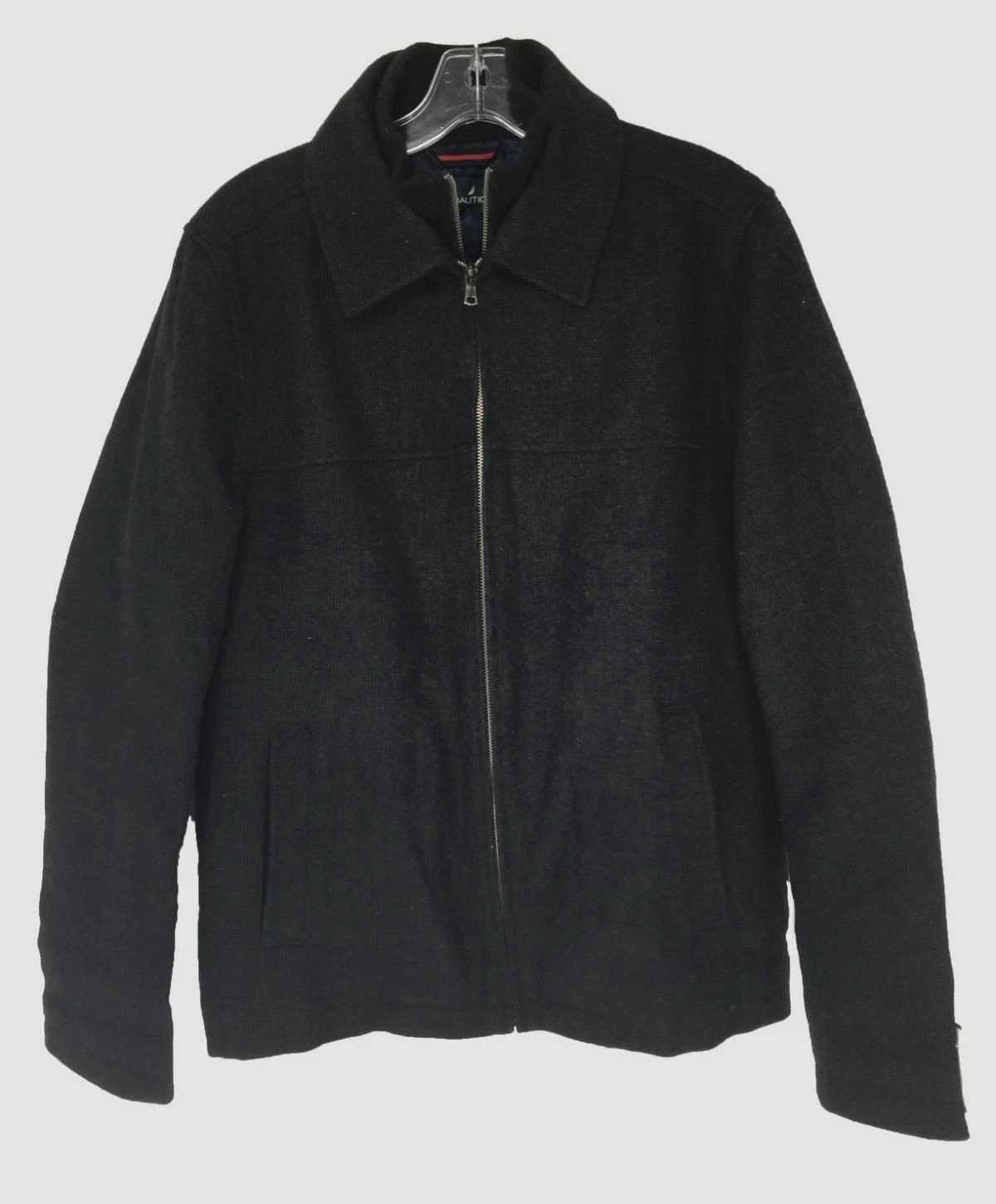 $450 Nautica Men Gray Wool Zip Layer Quilted Insulated Overcoat Jacket Coat SZ S