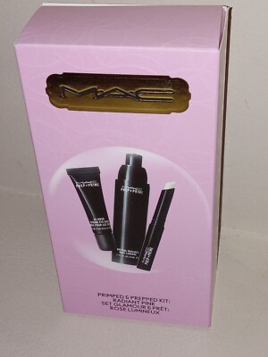 NIB New Mac Primped & Prepped Kit Prep + Prime Natural Radiance Pink 3 Piece Set