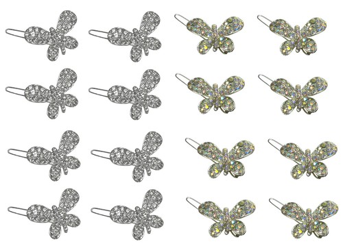 2 Set of 8 3 Set of 8 Small Butterfly Hair Clips Snap Clip Barrettes U1747-8-2-3 - Picture 2 of 14