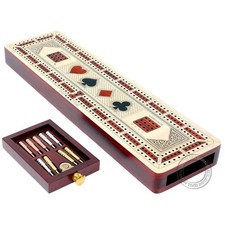 3 Track Cribbage Board Set with Velvet Case