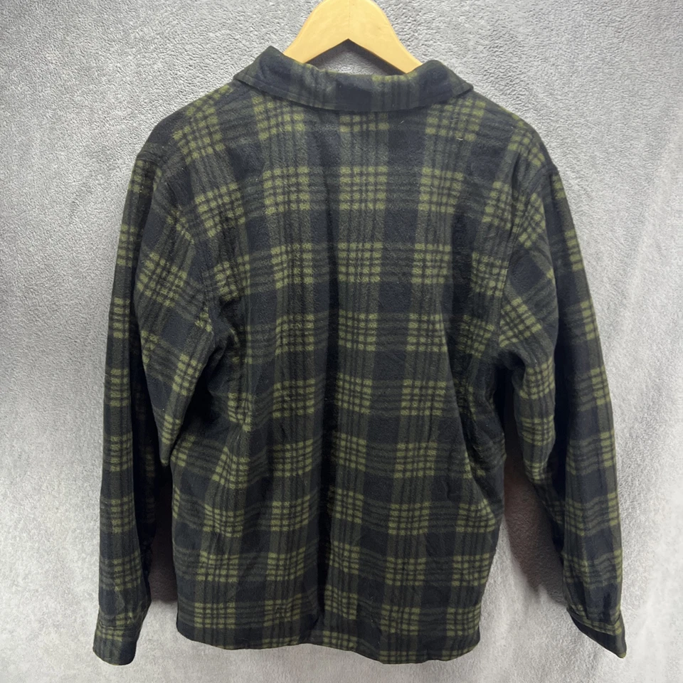 VOLCOM Men's M Lined Jacket Snap Closure Long Sleeve Black/Green Plaid Logo - Image 4 of 4