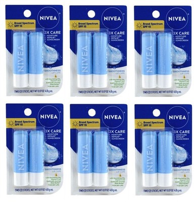 BL Nivea Lip Care Smoothness Twin Pack 0.17oz X 6 Pieces